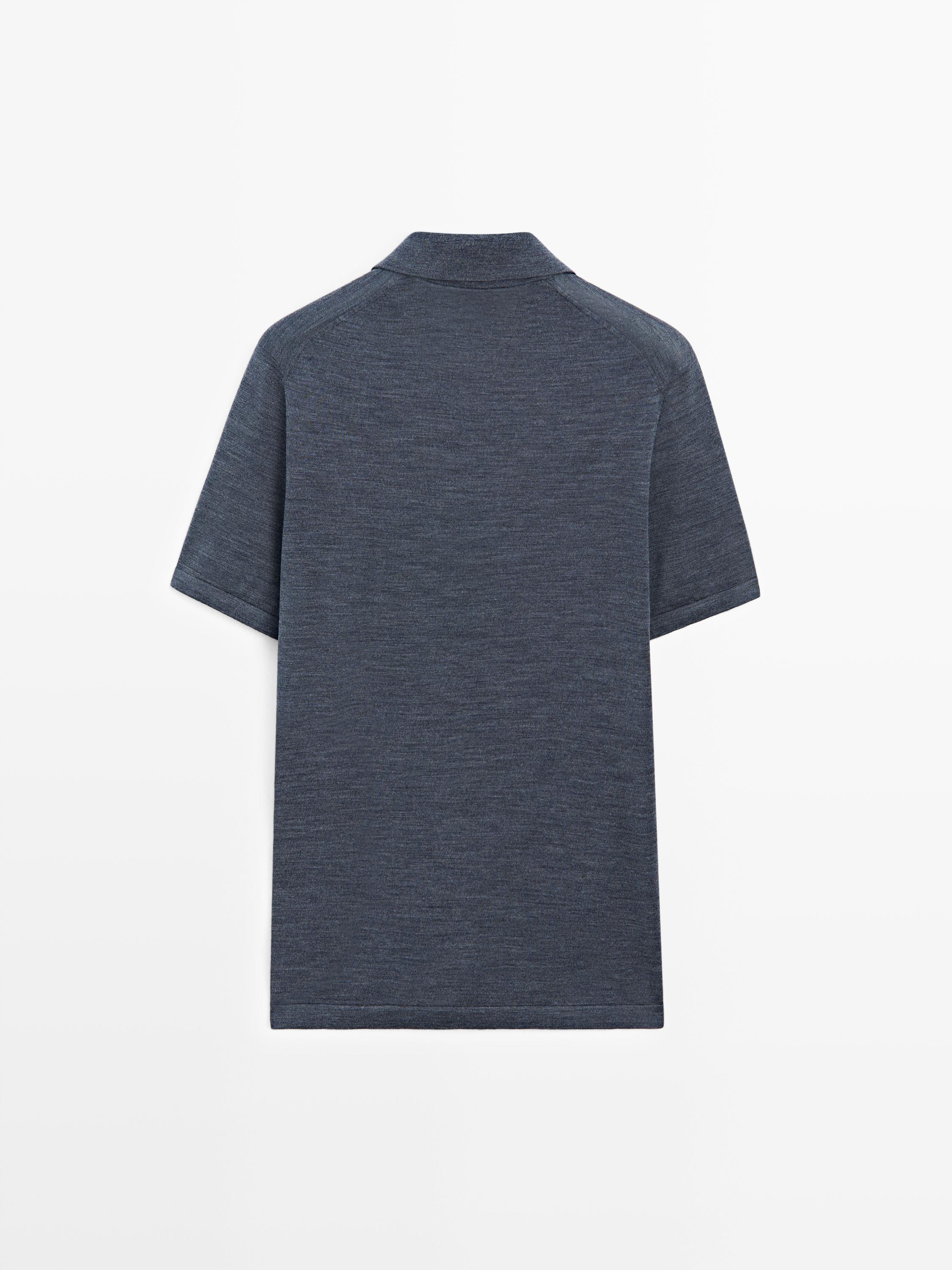 Knit V-neck polo shirt